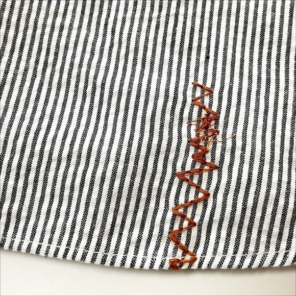 Zara Woman button front shirt blouse top striped boho embroidered beaded neutral - Picture 8 of 12